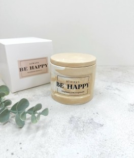 BE HAPPY Ароматическая соевая свеча ручной работы в гипсе с крышкой