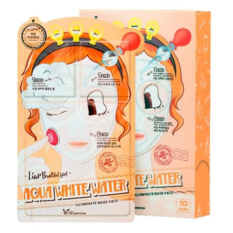 Elizavecca Осветляющая маска для лица тканевая 3-Step Aqua White Water Illuminate Mask Sheet