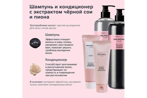 Evas Valmona Укрепляющий шампунь для волос с черным пионом Powerful Solution Black Peony Seoritae Shampoo, 100 мл.