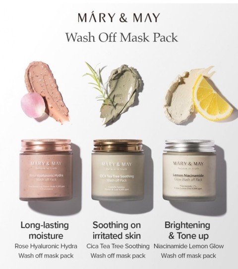 MARY & MAY Глиняная маска для лица для сияния кожи Lemon Niacinamide Glow Wash off Pack, 30 гр