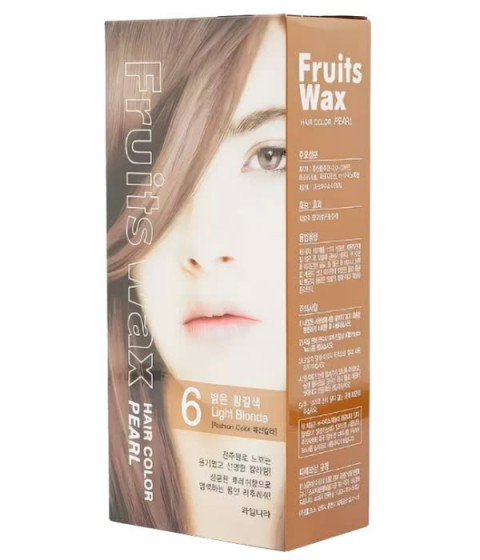 Welcos Краска для волос на фруктовой основе Fruits Wax Pearl Hair ОТТЕНОК №6, 60 мл+ 60 гр.