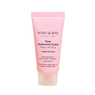MARY & MAY Глиняная маска для лица глубокое увлажнение Rose Hyaluronic Hydra Wash off Pack, 30 гр