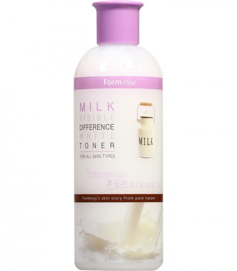 FARMSTAY Осветляющий тонер для выравнивания тона лица с молочными протеинами Visible Difference White Toner Milk, 350 мл