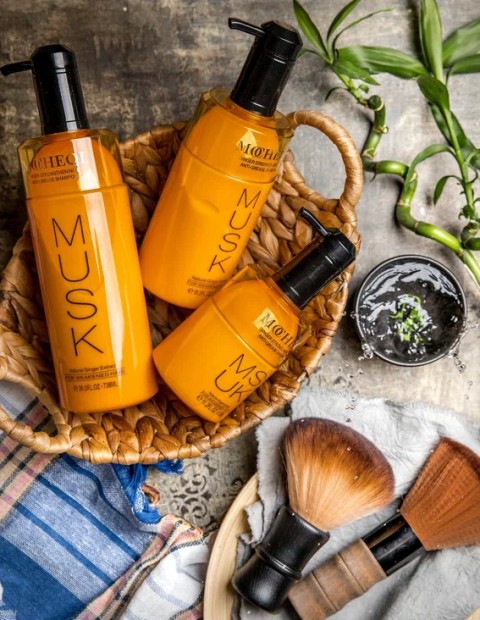 MOCHEQI MUSK Шампунь с экстрактом имбиря для поврежденных волос SHAMPOO, 518 мл