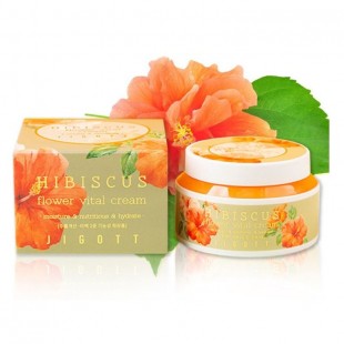 Jigott Антивозрастной крем для лица с гибискусом Hibiscus Flower Vital Cream, 100 мл.