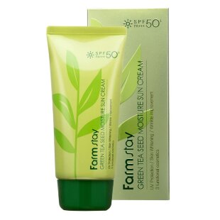 FarmStay Солнцезащитный крем для лица с зелёным чаем Green Tea Seed Moisture Sun Cream SPF50+ PA+++