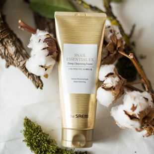 The Saem Антивозрастная глубоко очищающая пенка для умывания с муцином улитки Snail Essential EX Wrinkle Solution Deep Cleansing Foam