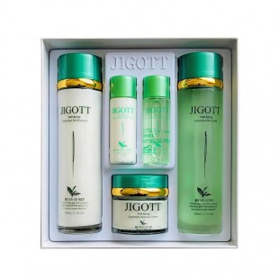 Jigott Набор для ухода за лицом с экстрактом зелёного чая Well-Being Green Tea Skin Care 3 set