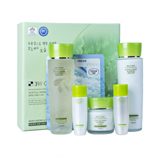 3W Clinic Набор увлажняющей косметики для лица с алоэ Aloe Full Water Activating Skin 3 Kit Set