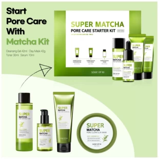 SOME BY MI Набор миниатюр для сужения пор с чаем матча Super Matcha Pore Care Starter Kit, 42+42+30+10 мл.
