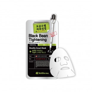 WellDerma Тканевая маска для сужения пор с черными бобами Black Bean Tightening Weekly Smar
