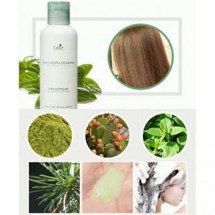 Lador Освежающий шампунь для волос с хной, кактусом и ментолом Pure Henna Shampoo, 200 мл.