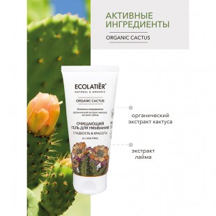 ECOLATIER GREEN Гель для умывания Очищающий Серия Organic CACTUS гладкость & красота, 100 мл