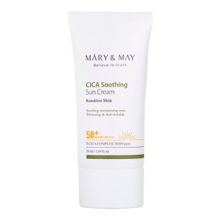 MARY & MAY Успокаивающий солнцезащитный крем с центеллой Cica Soothing Sun Cream SPF 50+PA++++, 50 мл