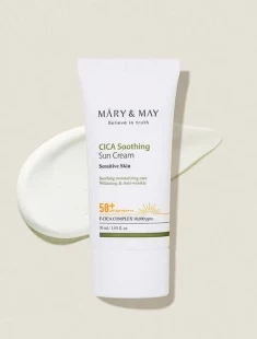 MARY & MAY Успокаивающий солнцезащитный крем с центеллой Cica Soothing Sun Cream SPF 50+PA++++, 50 мл