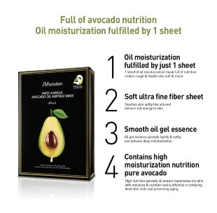 JMsolution Тканевая ампульная маска для лица с авокадо Water Luminous Avocado Oil Ampoule Mask