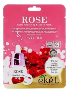 EKEL Тканевая маска для лица с экстрактом розы Rose Ultra Hydrating Essence Mask