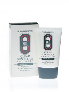 YU.R Солнцезащитный крем для лица Clear Sun Block Collagen SPF50+ PA++++, 30 мл.