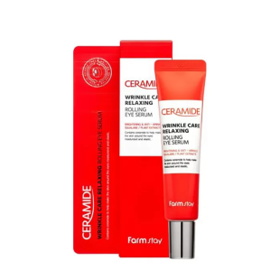 FARMSTAY Укрепляющая сыворотка для кожи вокруг глаз с керамидами ceramide wrinkle care relaxing rolling eye serum, 25 мл