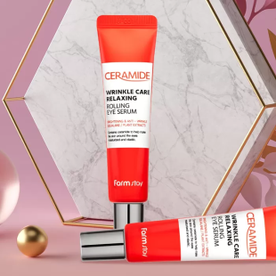 FARMSTAY Укрепляющая сыворотка для кожи вокруг глаз с керамидами ceramide wrinkle care relaxing rolling eye serum, 25 мл